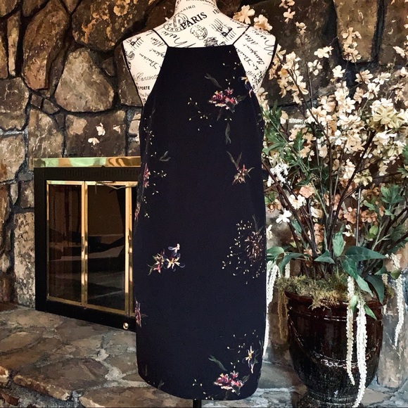 Navy Blue Dress With Floral Design NWOT - Picture 6 of 10